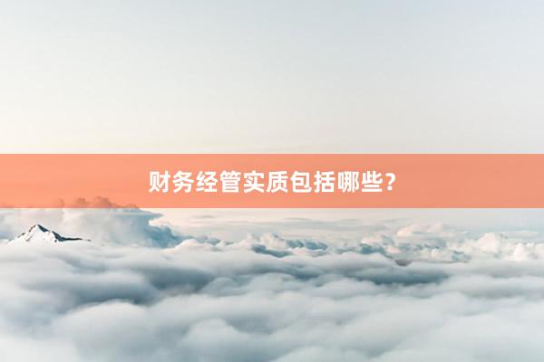 财务经管实质包括哪些？